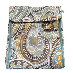 Thirty-One Hanging Traveler Case Paisley Blue Yellow Toiletry Jewelry Bag